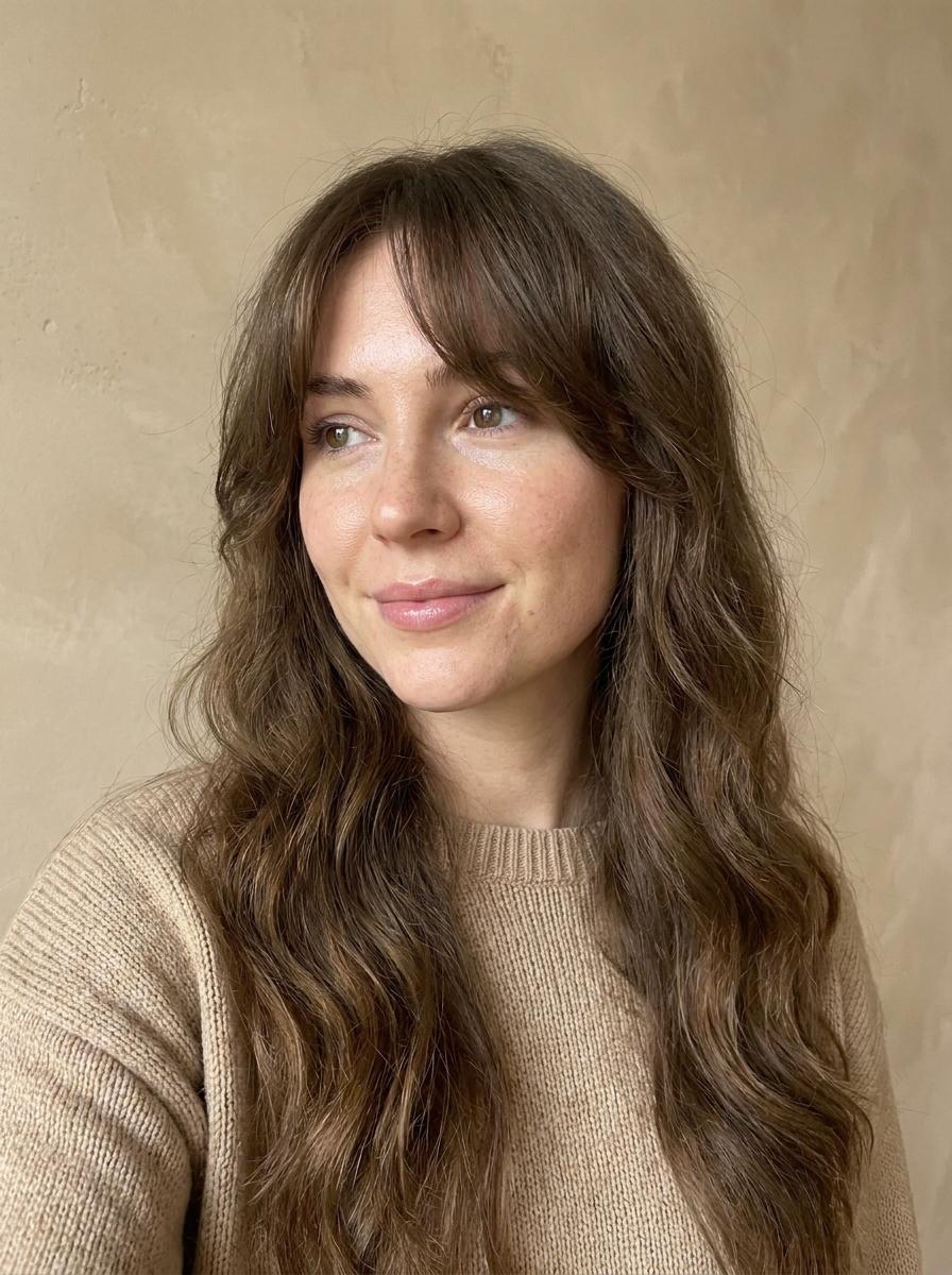 Lange Haare mit Curtain Bangs - schöne Frisur für lange Haare